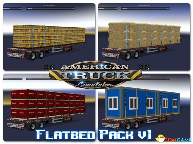 美國卡車模擬平板拖車貨物MOD