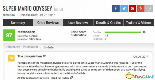 《超級瑪利歐：奧德賽》假差評截圖引發網絡狂噴