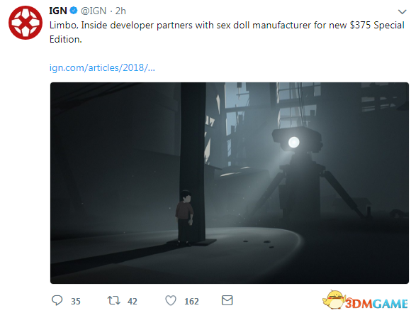 IGN滿分神作《Inside》與成人娃娃廠商合作特別版