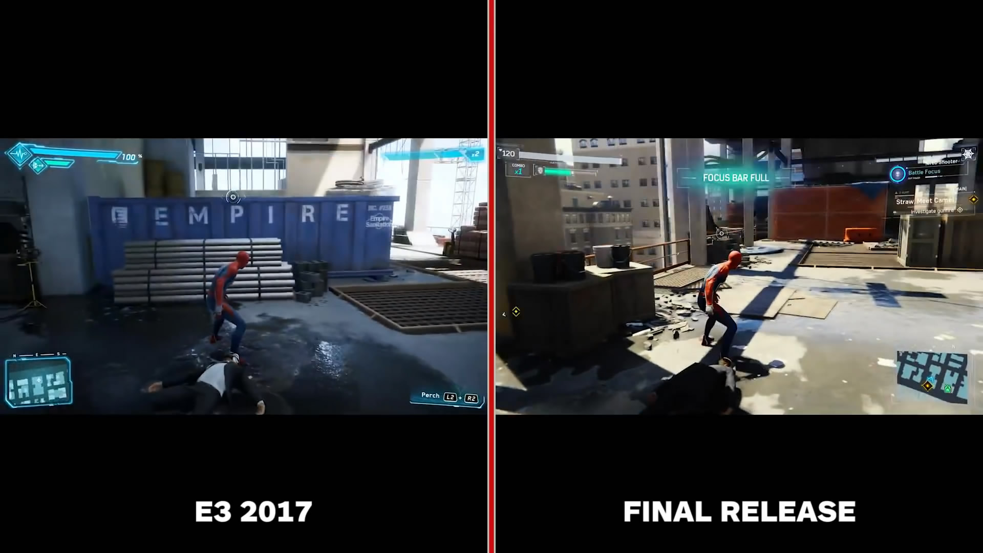 《蜘蛛人》E3版與正式版對比影片 畫質縮水還是提升了?