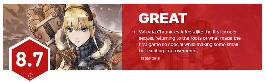 《戰場女武神4》IGN8.7分 初代真正的續作