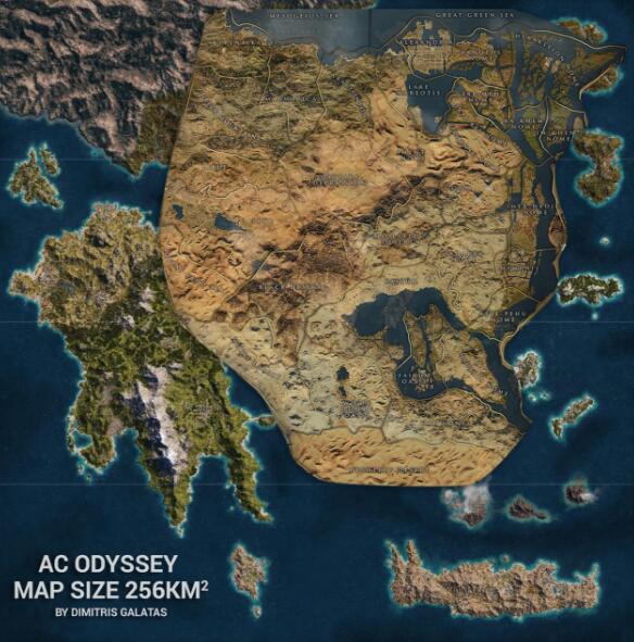 《刺客教條：奧德賽》地圖幾乎是《起源》的三倍大！
