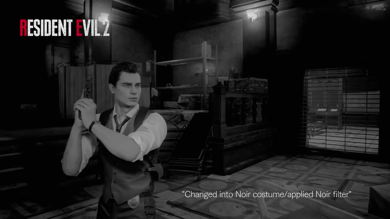 《惡靈古堡2：重製版》里昂“Noir”風格DLC服裝展示