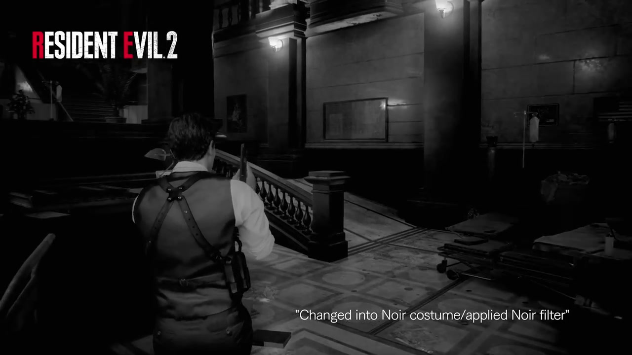 《惡靈古堡2：重製版》里昂“Noir”風格DLC服裝展示