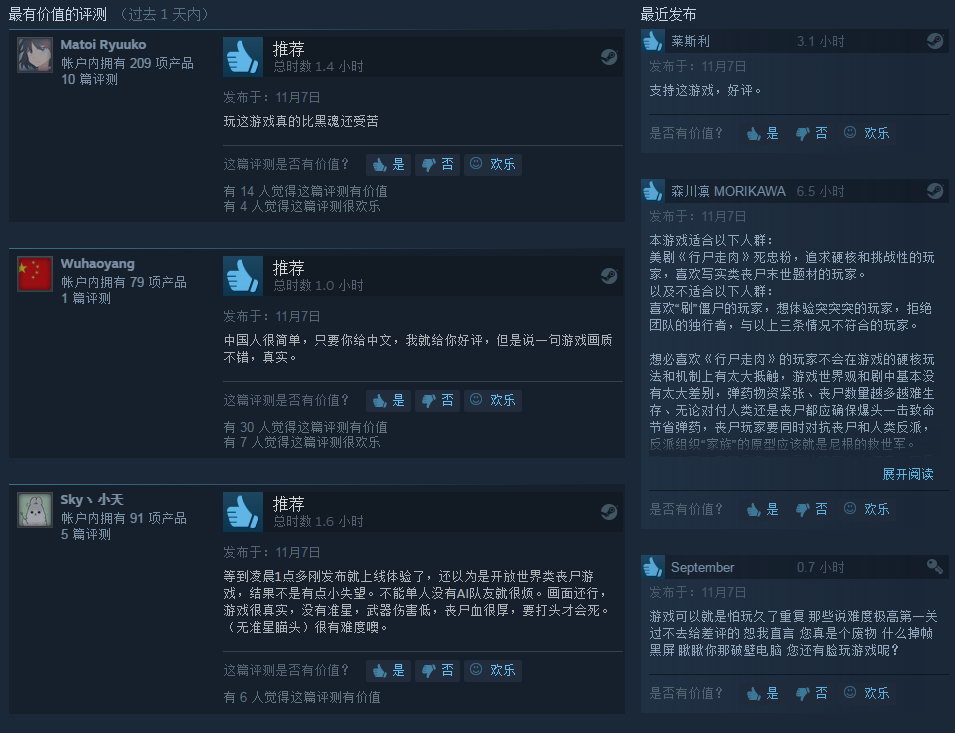 《過度殺戮：陰屍路》Steam評價褒貶不一  比黑魂還受苦