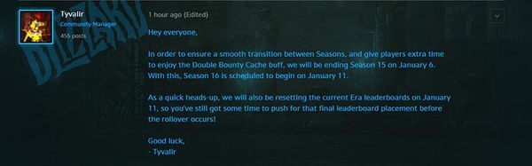 《暗黑破壞神3》第15賽季將於明年1月6日結束