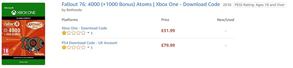 B社的錯？《異塵餘生76》PS4版原子幣價格比X1版高出2.5倍
