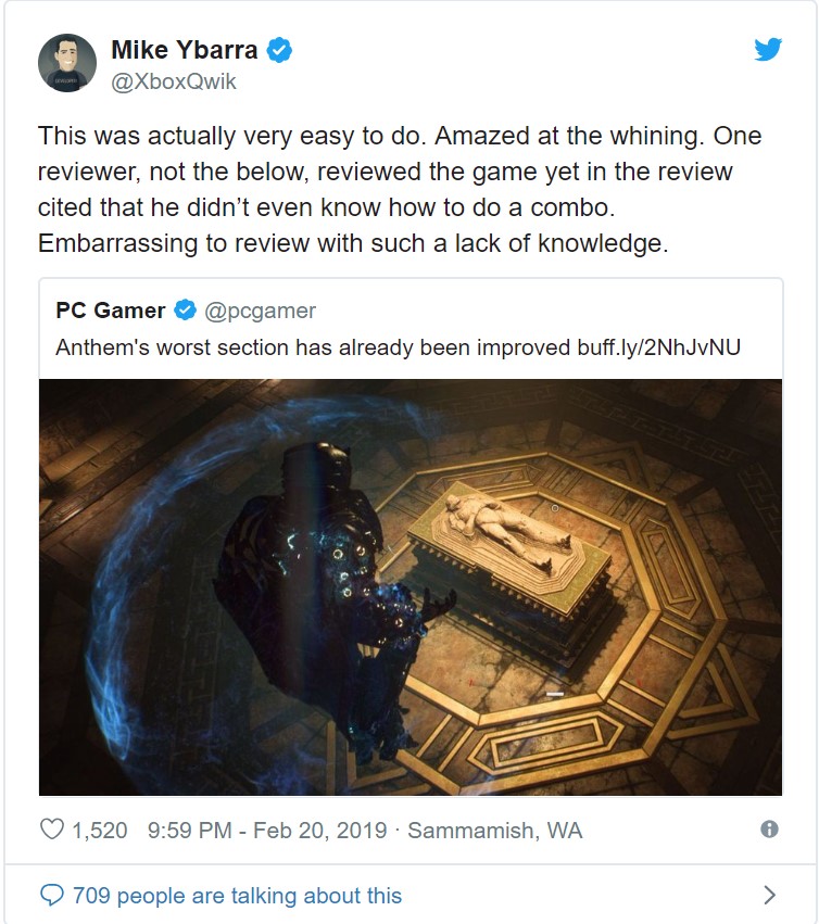 Xbox副總裁批評《冒險聖歌》評測編輯：連連擊都不知道還寫什麽評測