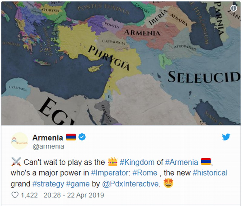 亞美尼亞政府喜愛《統帥：羅馬》 要在遊戲中征服世界