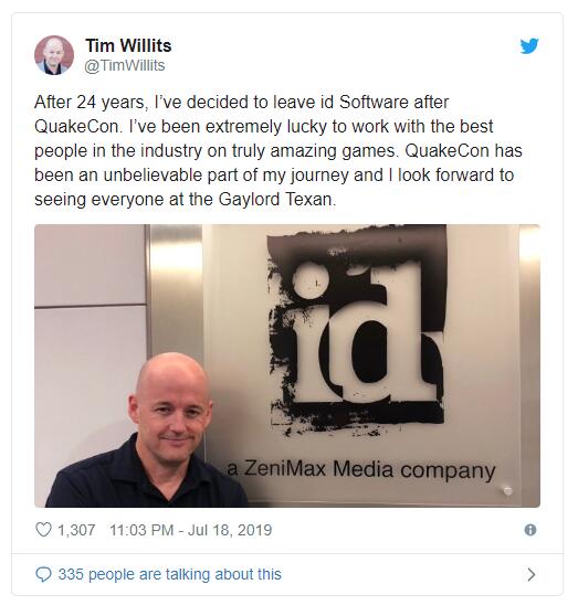 id Software總監Tim Willits將在QuakeCon後離職