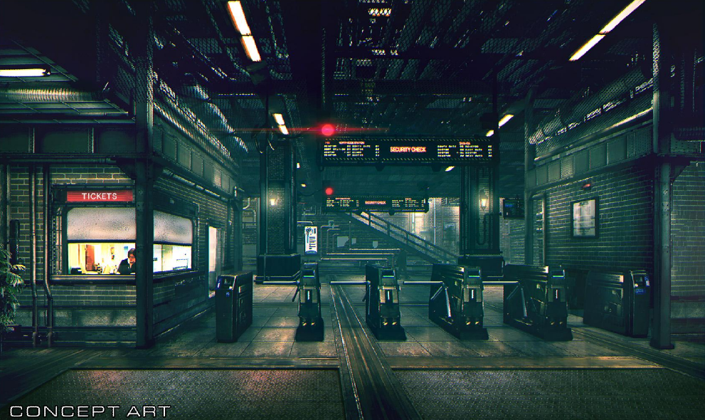 《太空戰士7：重製版》概念原畫 克勞德激戰車站