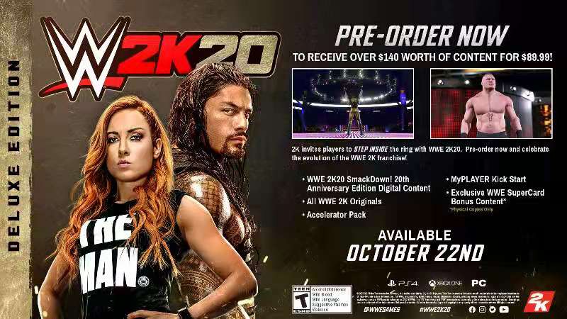 體驗新特色 與封面巨星一起踏進《WWE 2K20》擂台