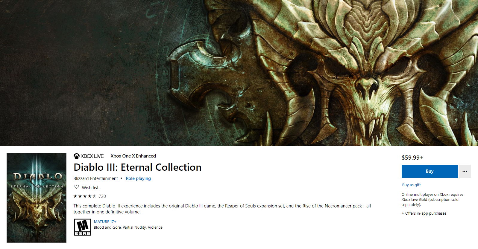 《暗黑破壞神3：永恆收藏版》登陸微軟商店 售價60美元