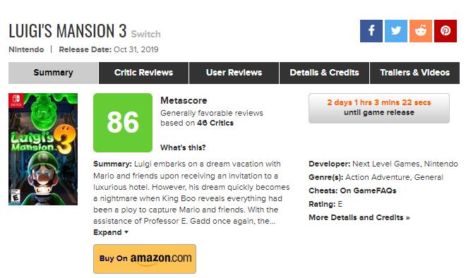 IGN給出8.3 M站均分86 《路易吉洋館3》評分解禁