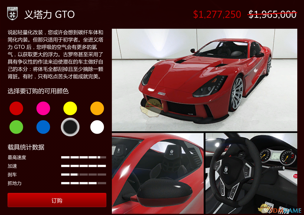 《俠盜獵車手5》義塔力 GTO車輛評測及價格介紹