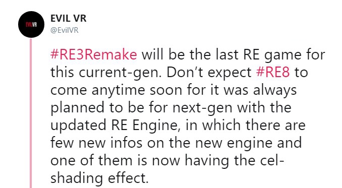 傳聞：《惡靈古堡8》將面向次世代主機開發 會使用升級版RE引擎