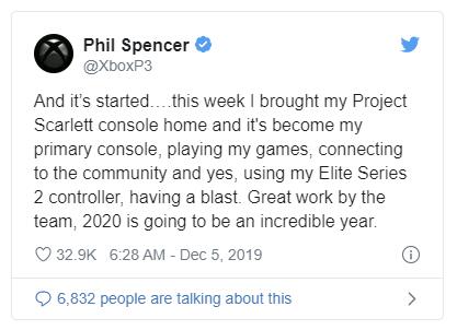 Phil Spencer已經在家玩上了Scarlett新主機