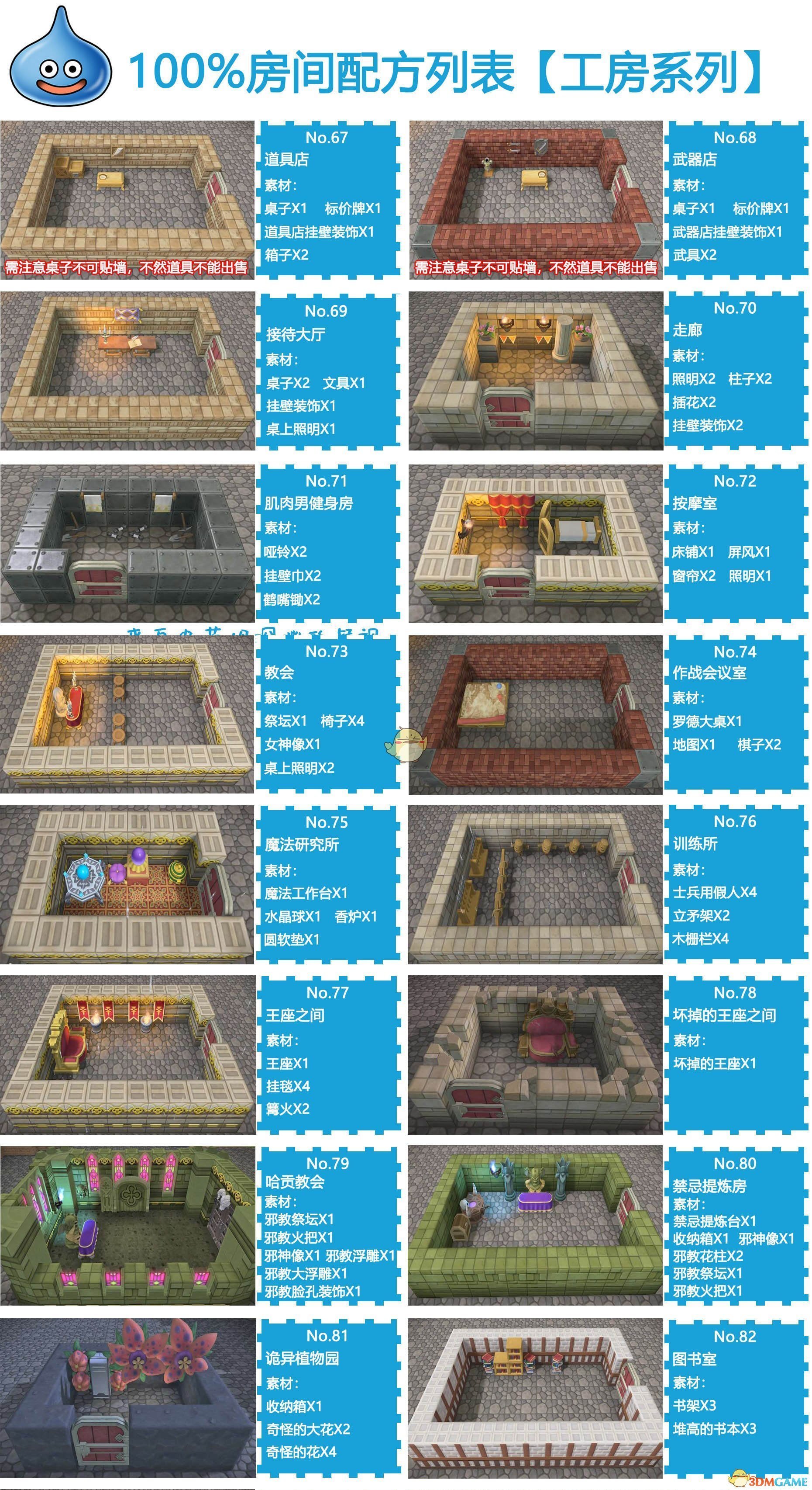 《勇者鬥惡龍創世小玩家2》全配方一覽 全房間設計圖指南