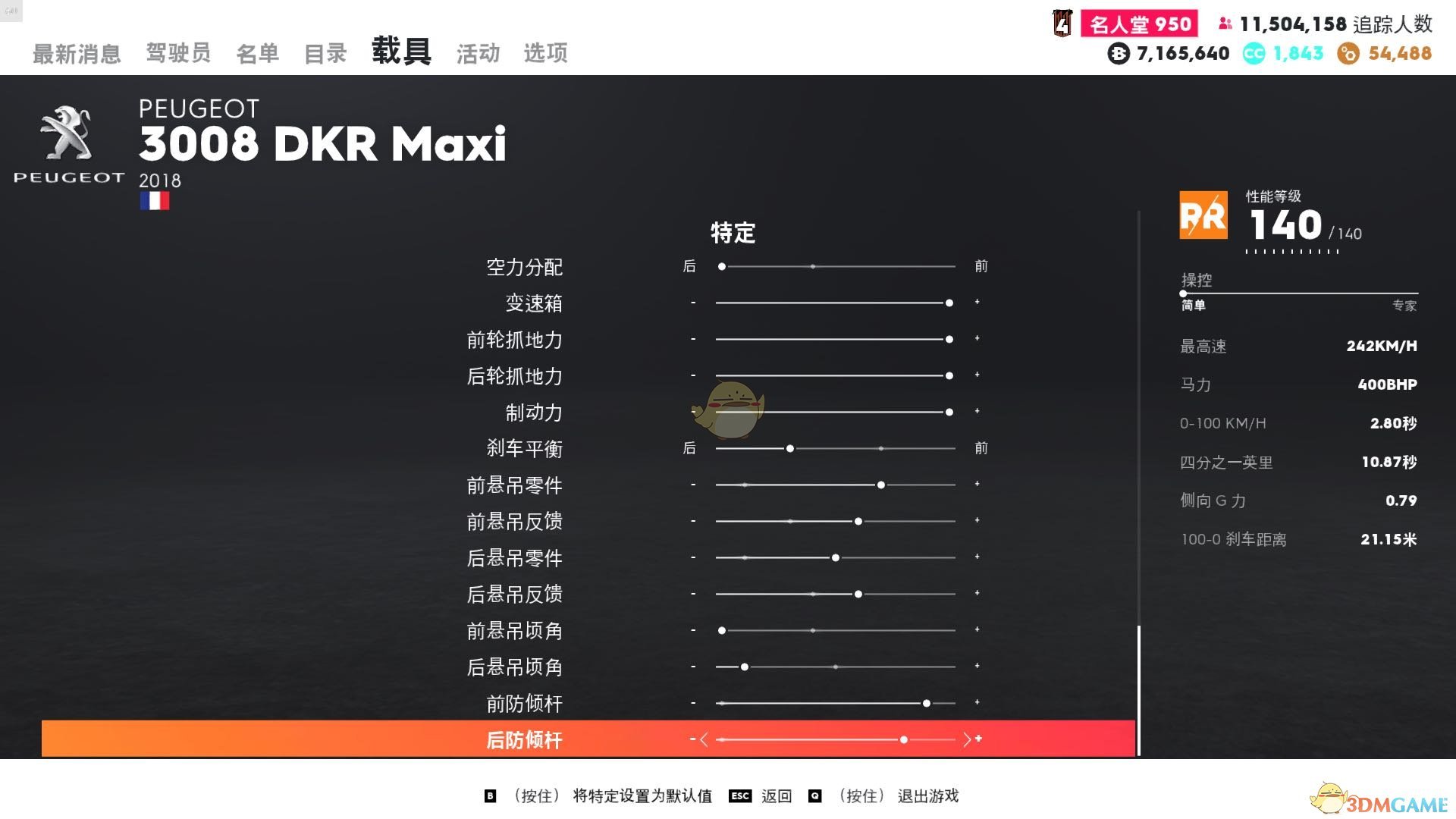 《飆酷車神2》標誌 3008 DKR Maxi走線風格調校指南