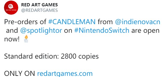 國產遊戲《蠟燭人》推出Switch實體版 限量2800份