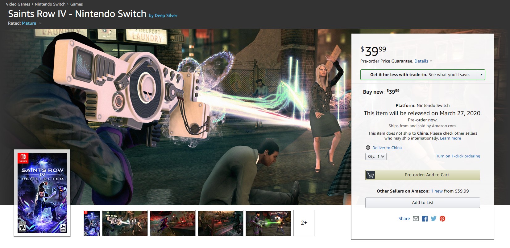 《黑街聖徒4》Switch版3月27日發售 售價約280元