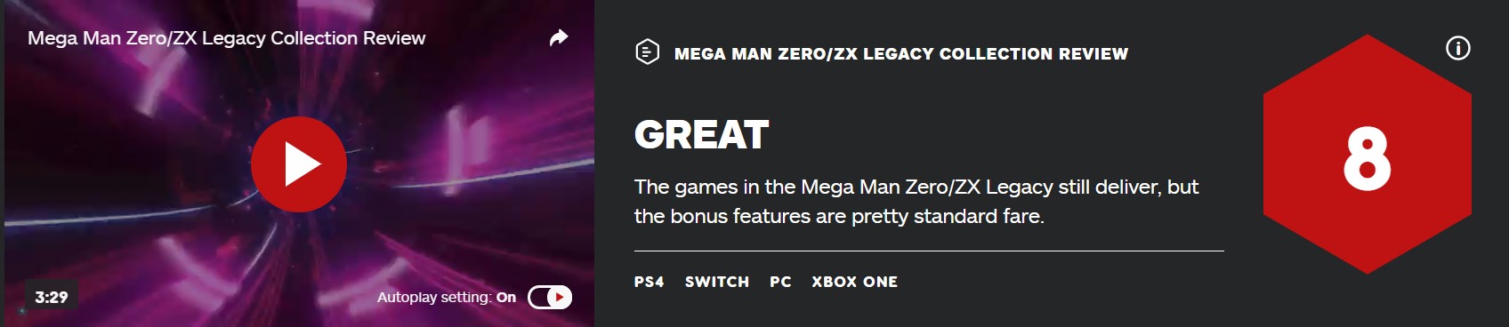 《洛克人Zero/ZX遺產合集》IGN 8分：對經典的高質量致敬