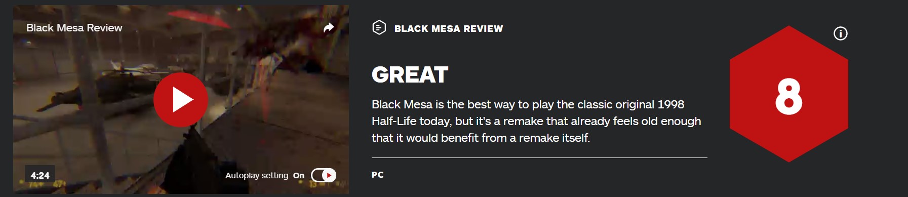半條命重製版《黑山》IGN 8分：體驗原版的最佳方式