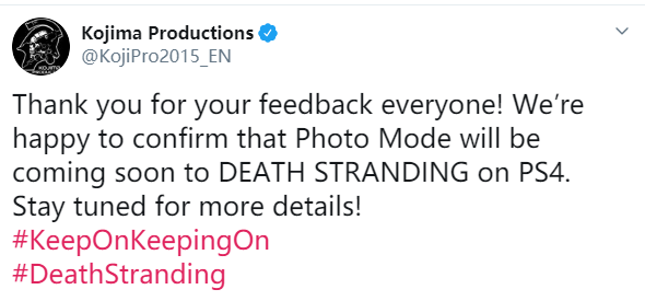 小島宣布《死亡擱淺》照片模式也會加入到PS4版