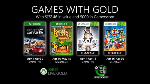 Xbox Live金牌付費會員4月免費遊戲陣容公布