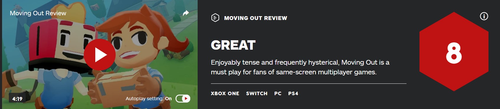 《胡鬧搬家》IGN 8分：多人同屏遊戲玩家的不二選擇