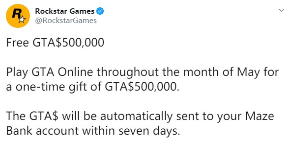 5月玩《GTA Online》送50萬美元！當然不是真錢
