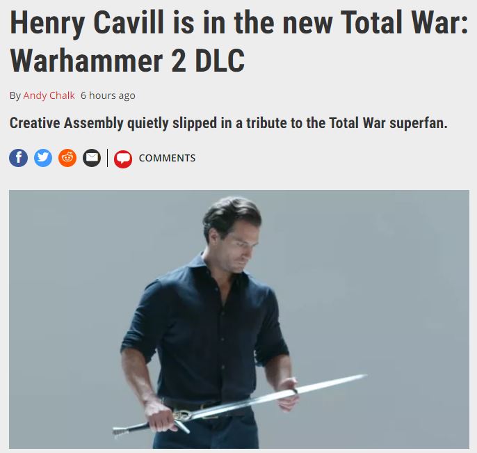 亨利·卡維爾作為彩蛋加入《全軍破敵：戰錘2》新DLC