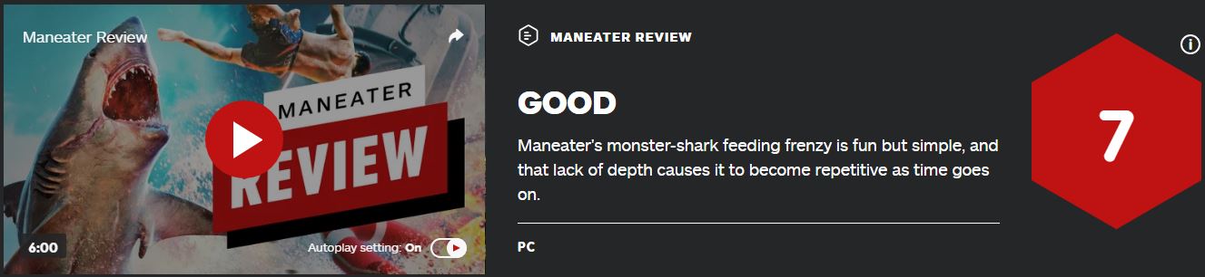 《食人鯊》IGN 7分：玩法有趣但缺乏深度