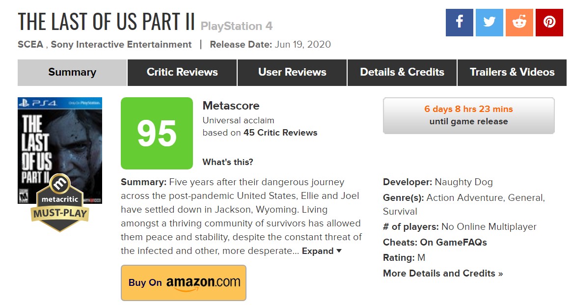 《最後的生還者2》IGN 10分：是一部大師之作