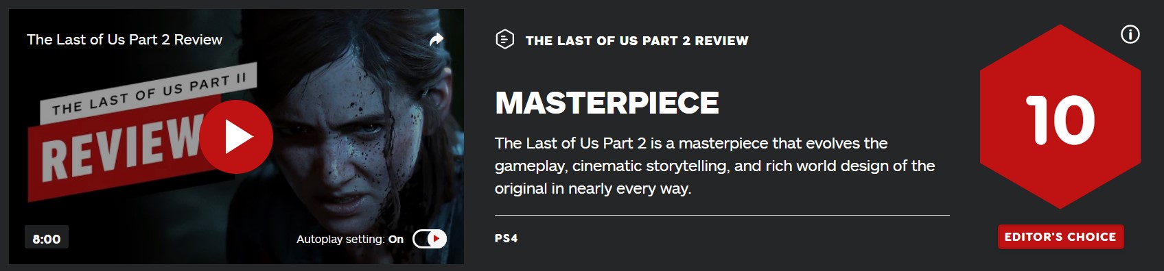 《最後的生還者2》IGN 10分：是一部大師之作