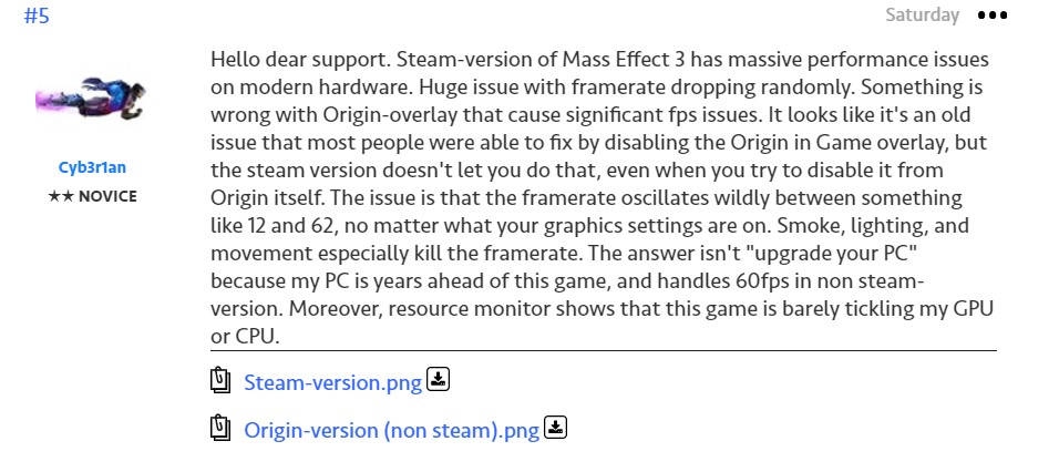 《質量效應3》Steam版強製使用Origin平台功能 出現大幅掉幀 無法解決