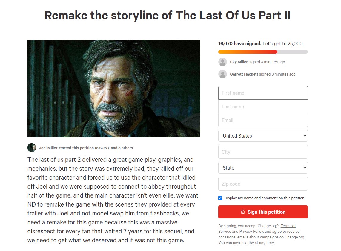 國外玩家發起《最後的生還者2》重做劇情請願 已有1.6萬人簽署