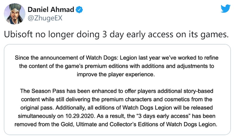 《看門狗：軍團》黃金版、終極版等高級版 無提前3天體驗遊戲特權