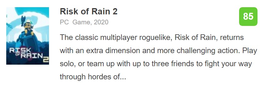 《雨中冒險2》Gamespot 8分：節奏緊張 射擊略不足