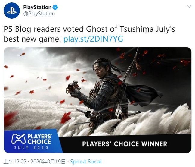《對馬戰鬼》獲7月PlayStation玩家選擇獎 成最佳新作