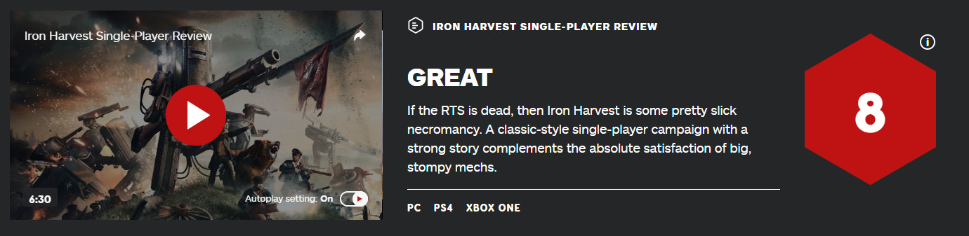 《鋼鐵收割》單人戰役IGN 8分 風格經典故事強大