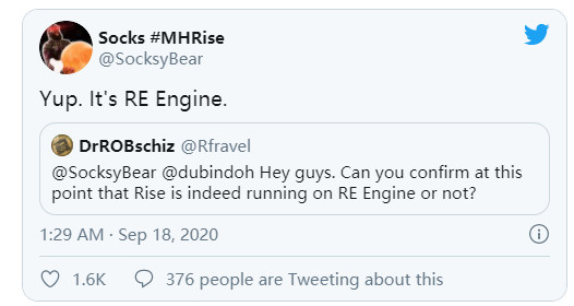 《魔物獵人：崛起》確認採用RE引擎開發
