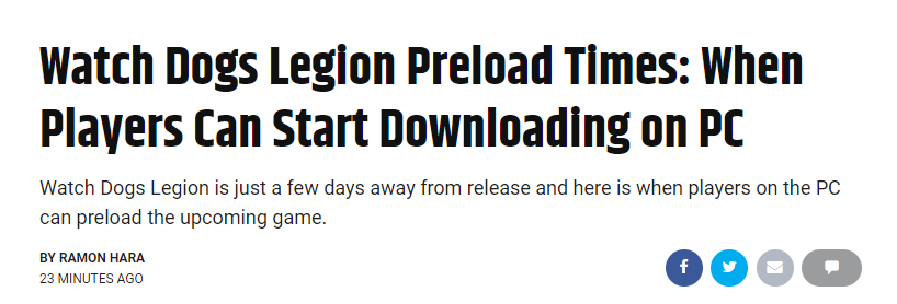 《看門狗：軍團》發行在即 育碧允許玩家預裝遊戲