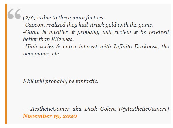 傳聞：《惡靈古堡8》有望在2025年3月前售出1100萬套