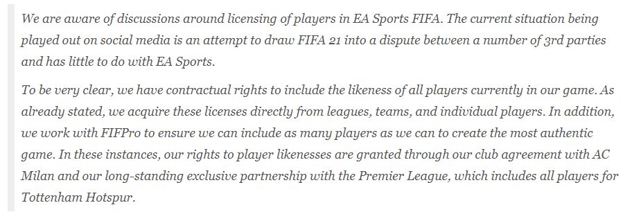 米蘭前鋒聲稱《FIFA》侵犯肖像權 EA官方做出回應