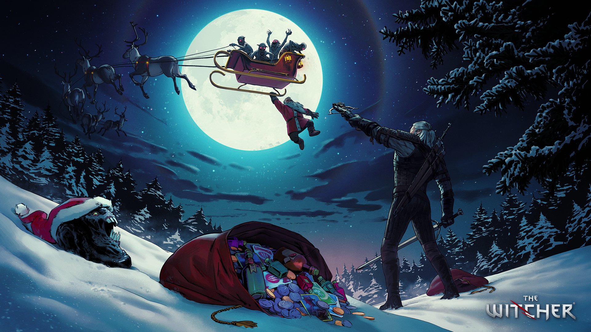 《巫師》官推發聖誕賀圖 白狼拯救聖誕老人