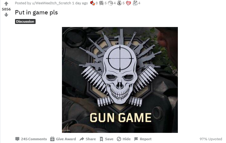 粉絲希望《決勝時刻17》能夠追加Gun Game模式
