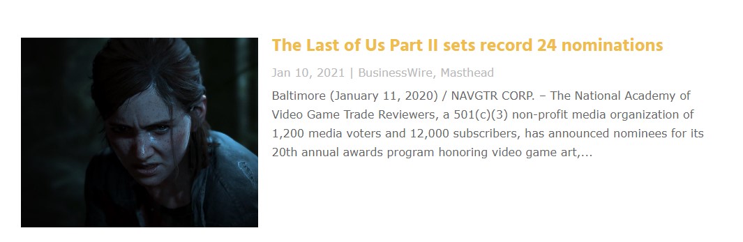 24個！《美末2》創下美國遊戲評論家協會大獎提名紀錄 索尼遊戲70個提名