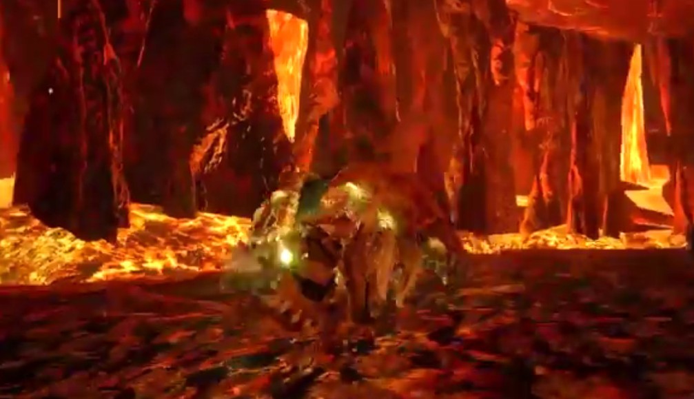 《魔物獵人：崛起》赤甲龍戰鬥演示 熔岩之地的強者