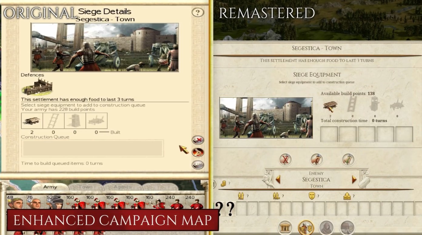 《全軍破敵：羅馬》重製版與原版對比：建模貼圖UI全面加強